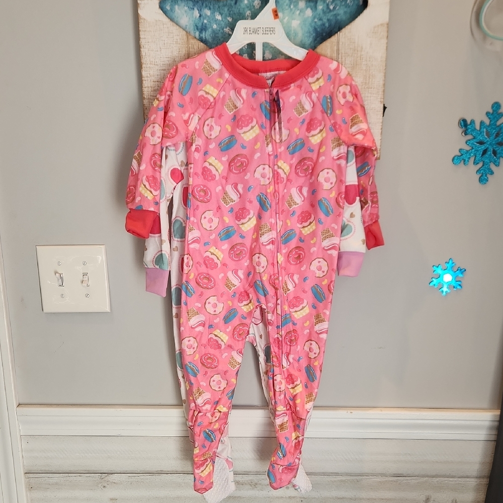 NWT Mon Petit 2pk Blanket Sleepers Girls Sz 18M Zippered Front